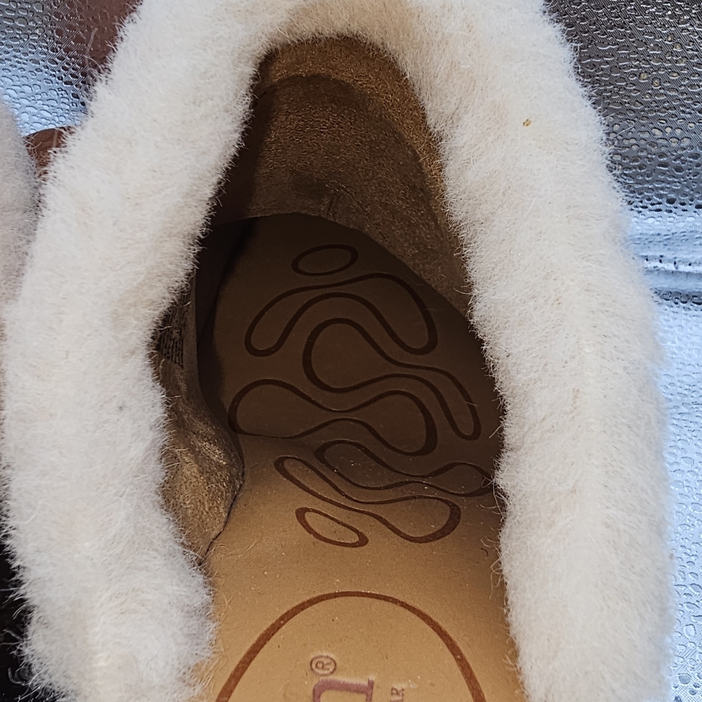 Born Shearling Lined Leather Mule Clogs Cognac Tan Size 9 - Picture 6 of 8